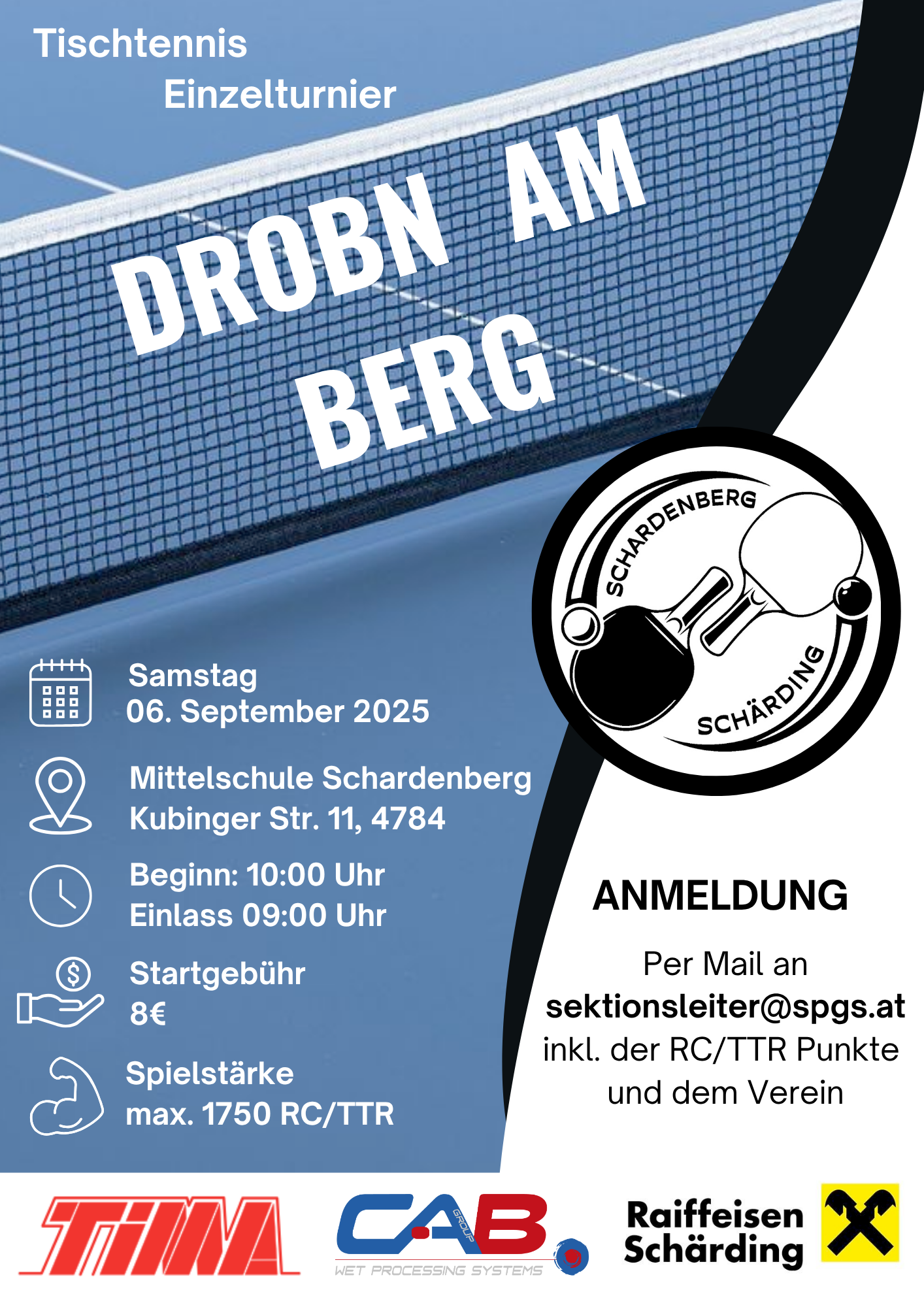 Tischtennis Einzelturnier &quot;Drobn am Berg&quot; in Schardenberg
