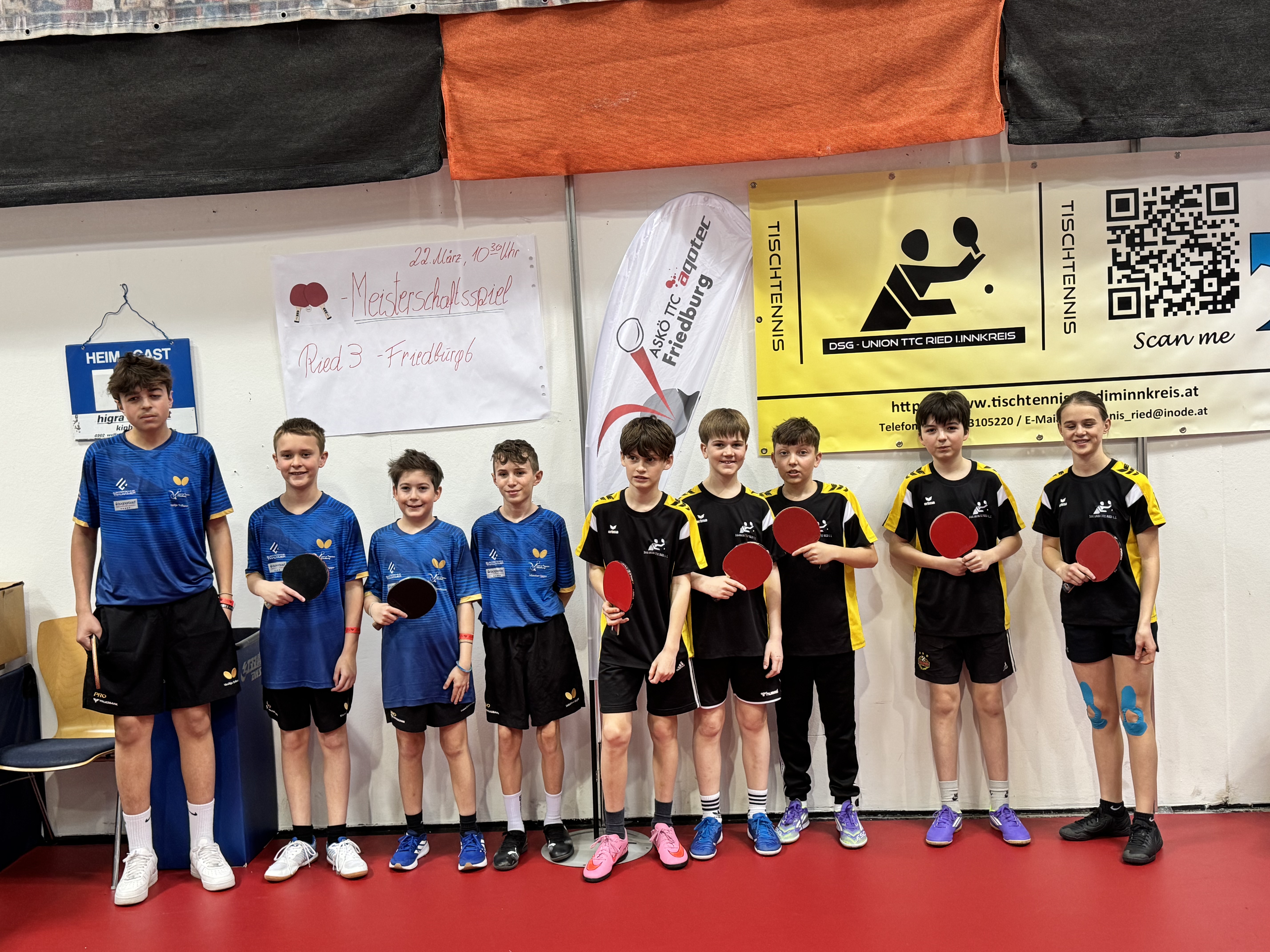 Nachwuchsspiel in der 2. Klasse zwischen DSG/Union TTC Ried i.I. 3 und ASKÖ TTC Aqotec Friedburg 6 