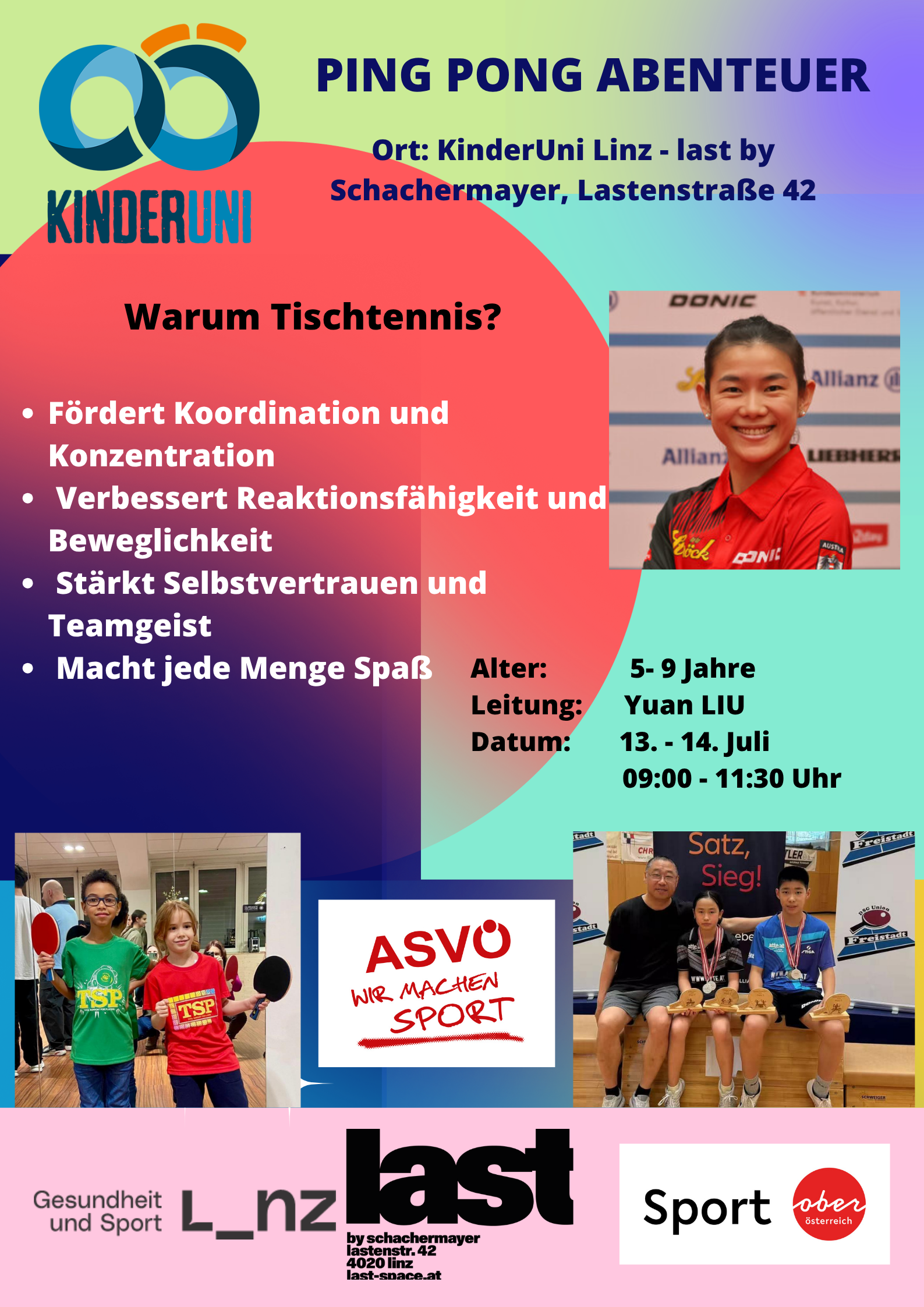 Tischtennis-Workshop mit Yuan Liu bei der KinderUni OÖ